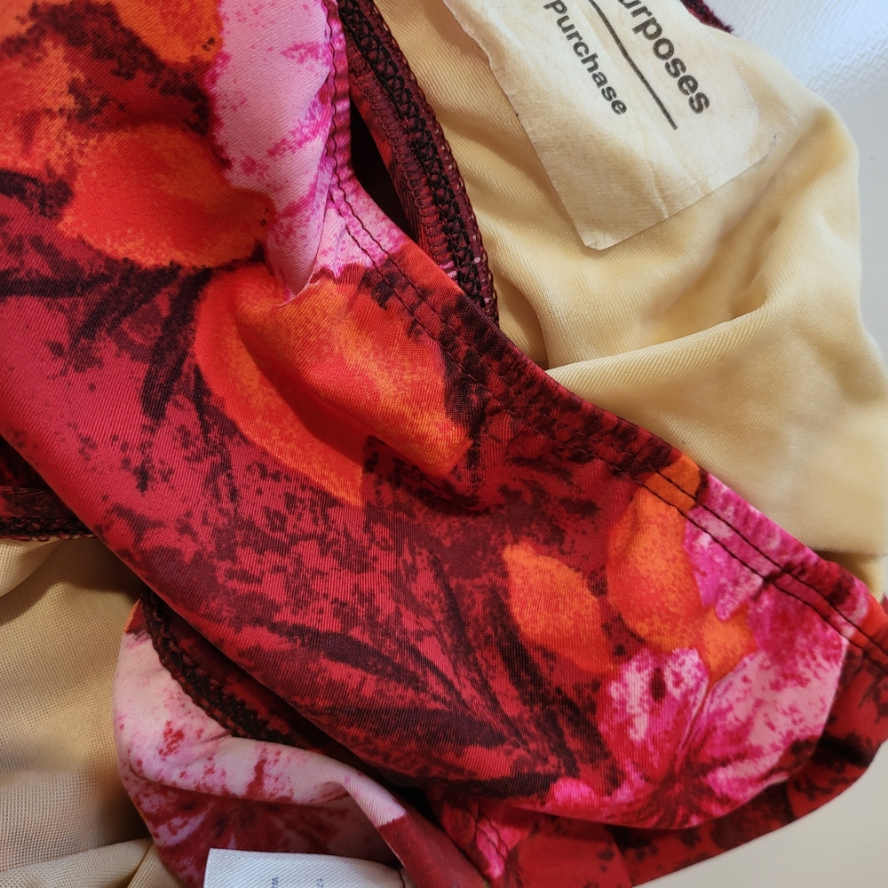 Lands' End Red Pink Floral One-Piece Swim